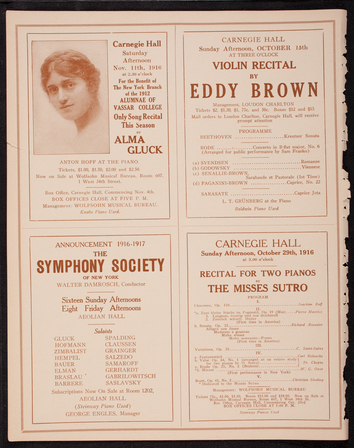 Anna Case, Soprano, October 11, 1916, program page 8