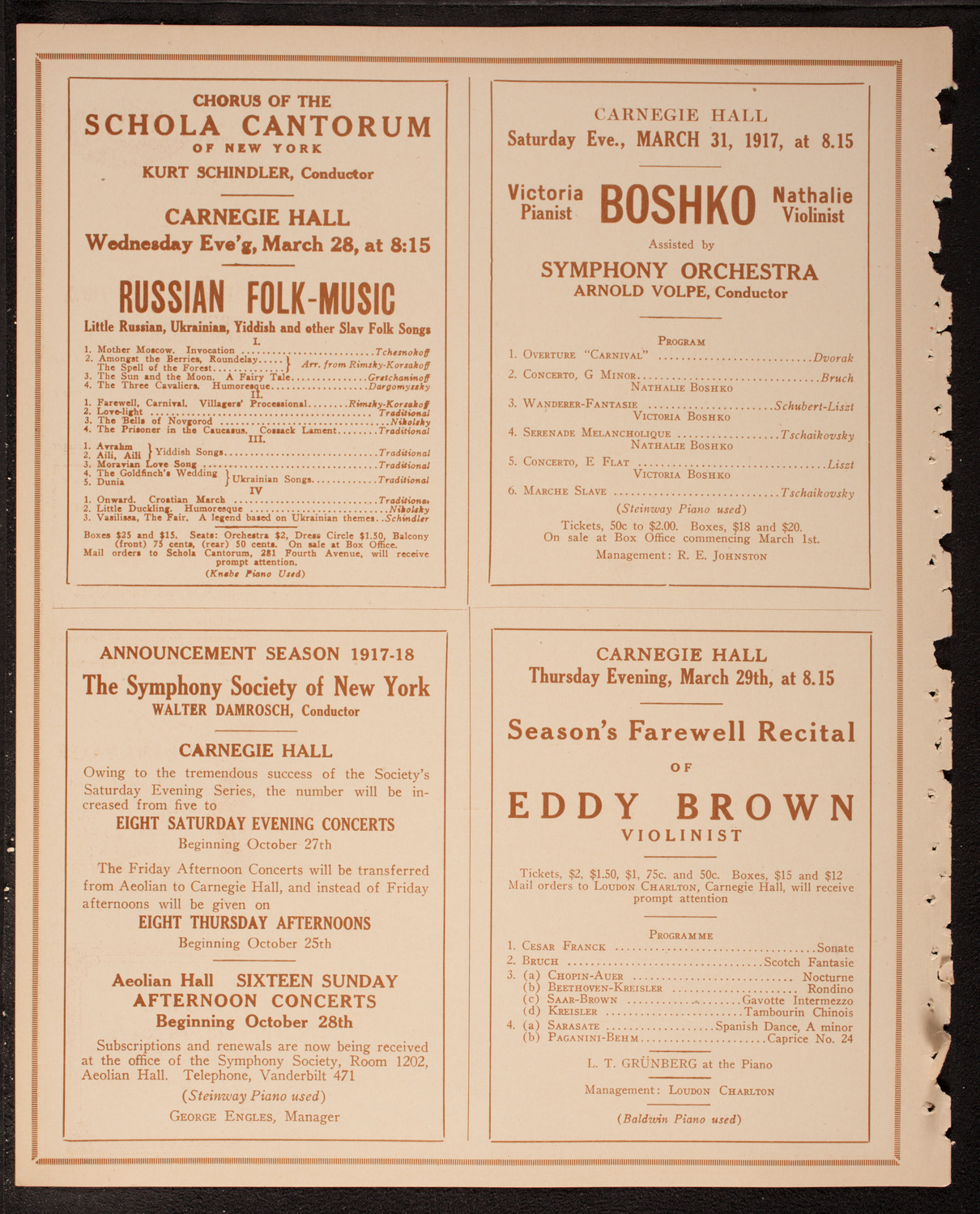 New York Philharmonic, March 25, 1917, program page 8