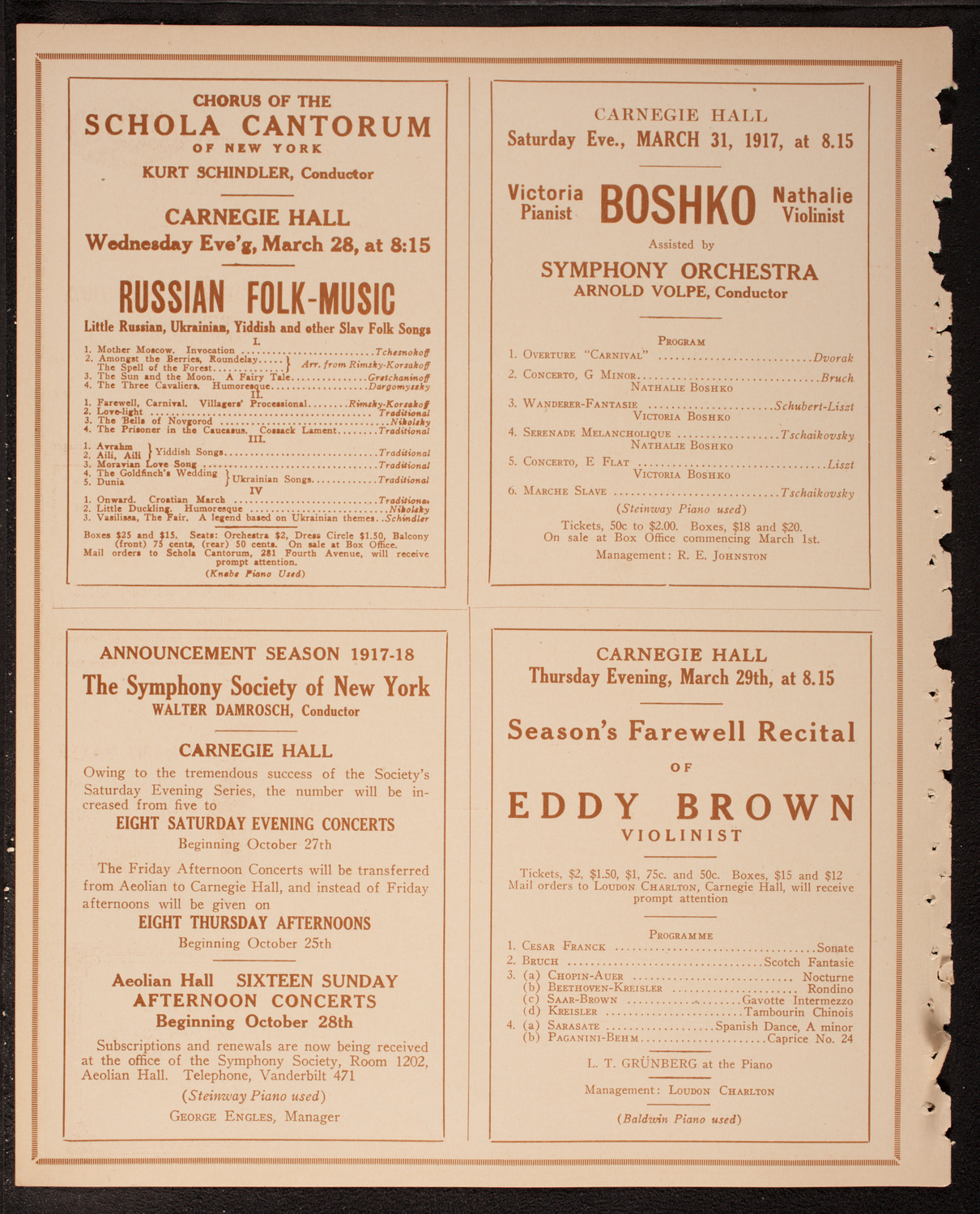 New York Philharmonic, March 25, 1917, program page 8