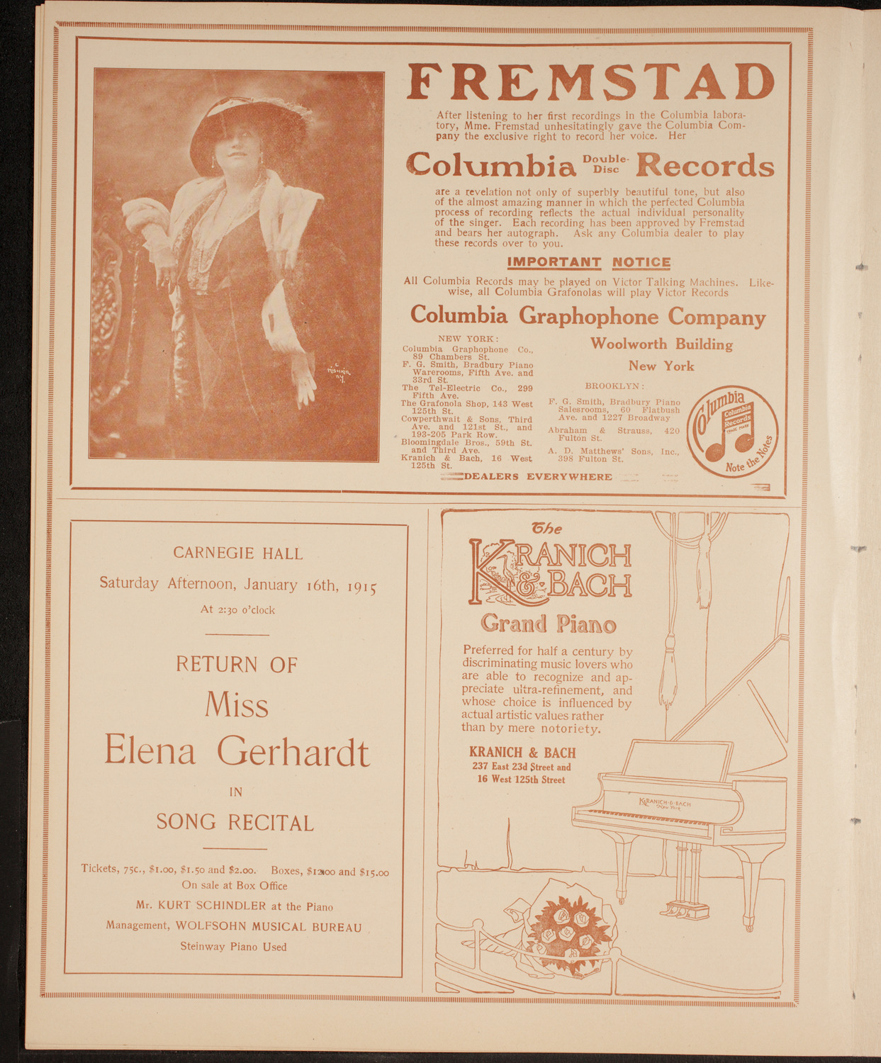Fritz Kreisler, Violin, December 12, 1914, program page 6