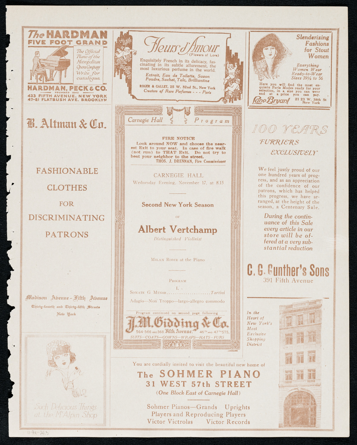 Albert Vertchamp, Violin, November 17, 1920, program page 5