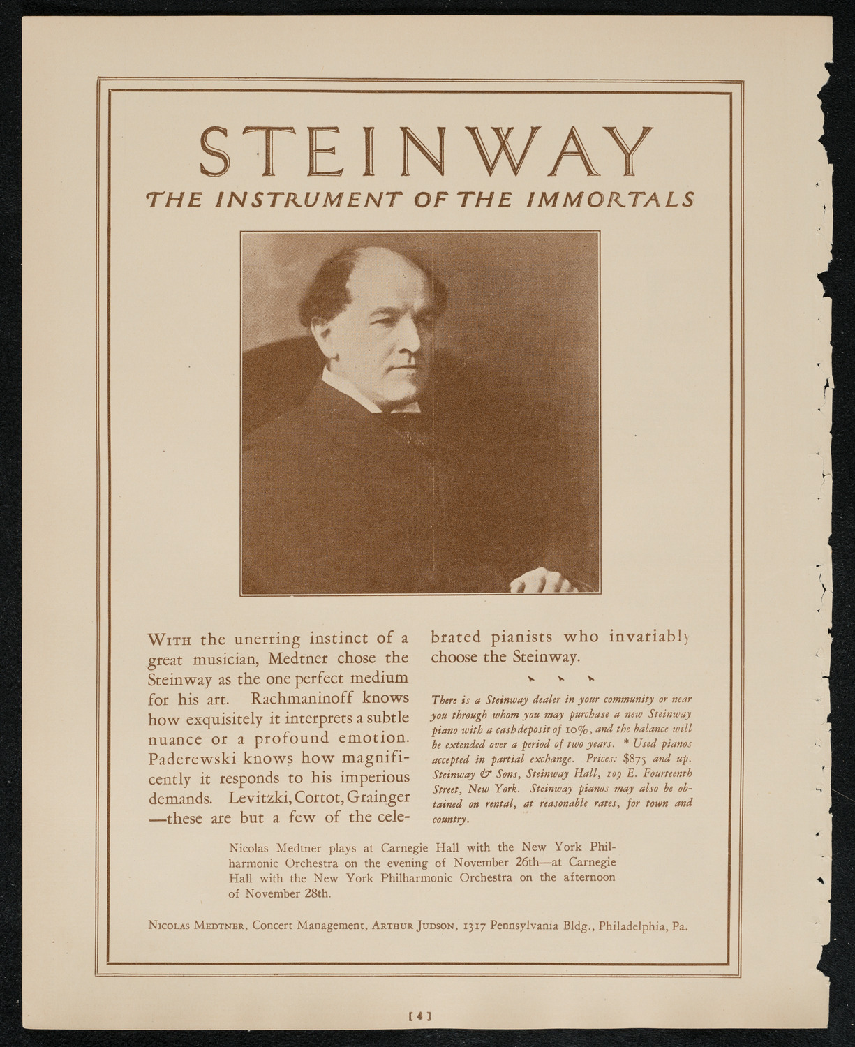 Boston Symphony Orchestra, November 27, 1924, program page 4