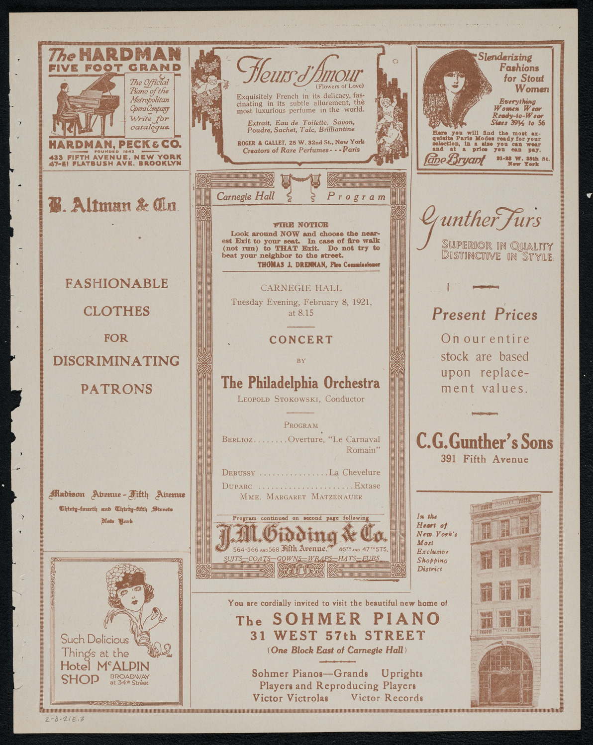 Philadelphia Orchestra, February 8, 1921, program page 5