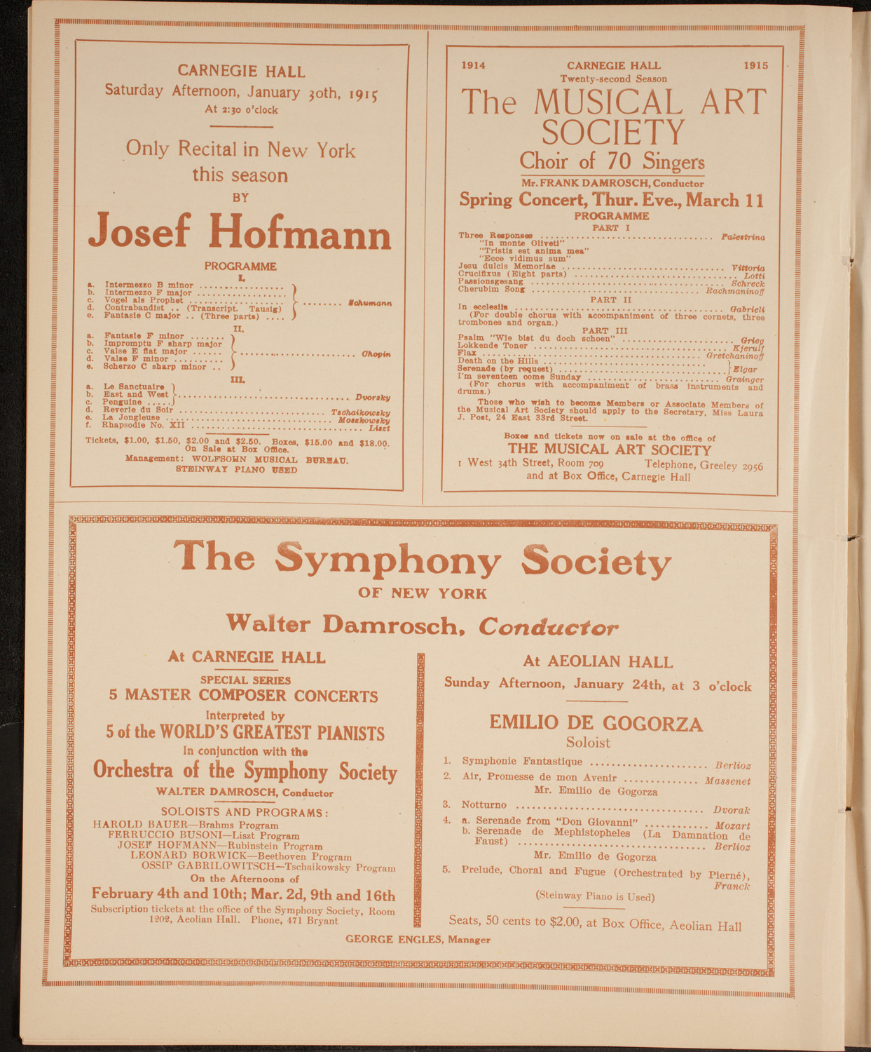 New York Philharmonic, January 21, 1915, program page 8
