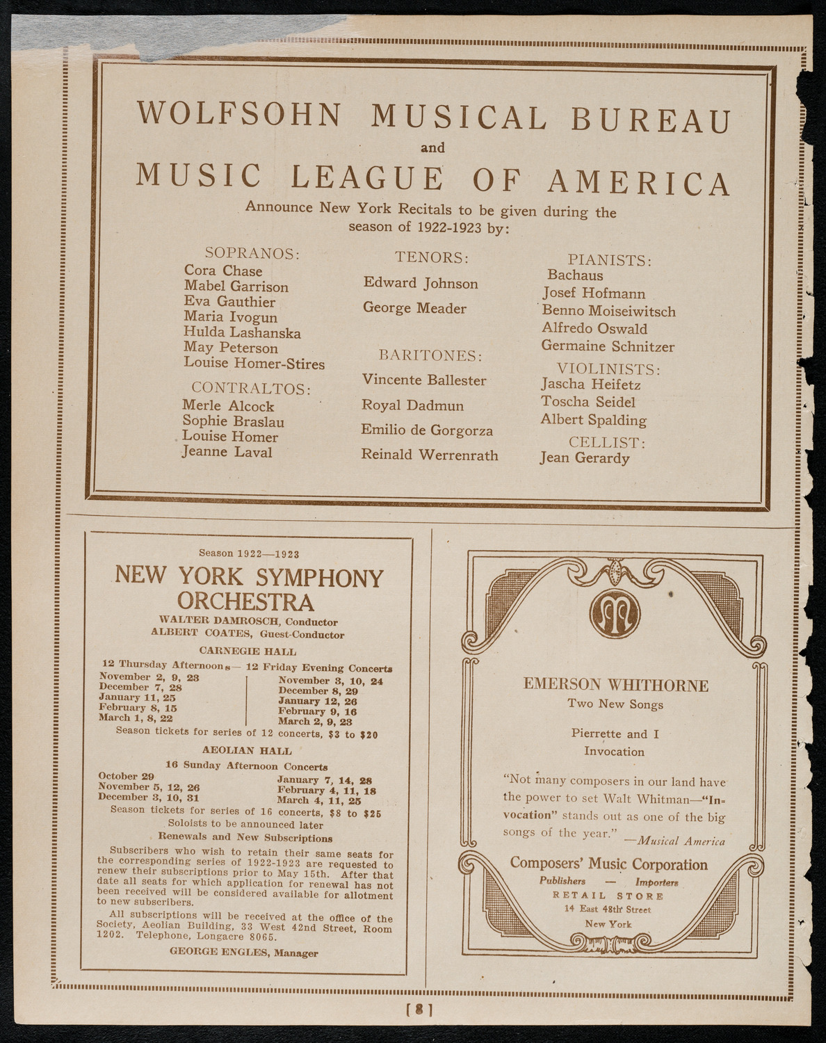 The Ampico Film "Immortalized", May 4, 1922, program page 8