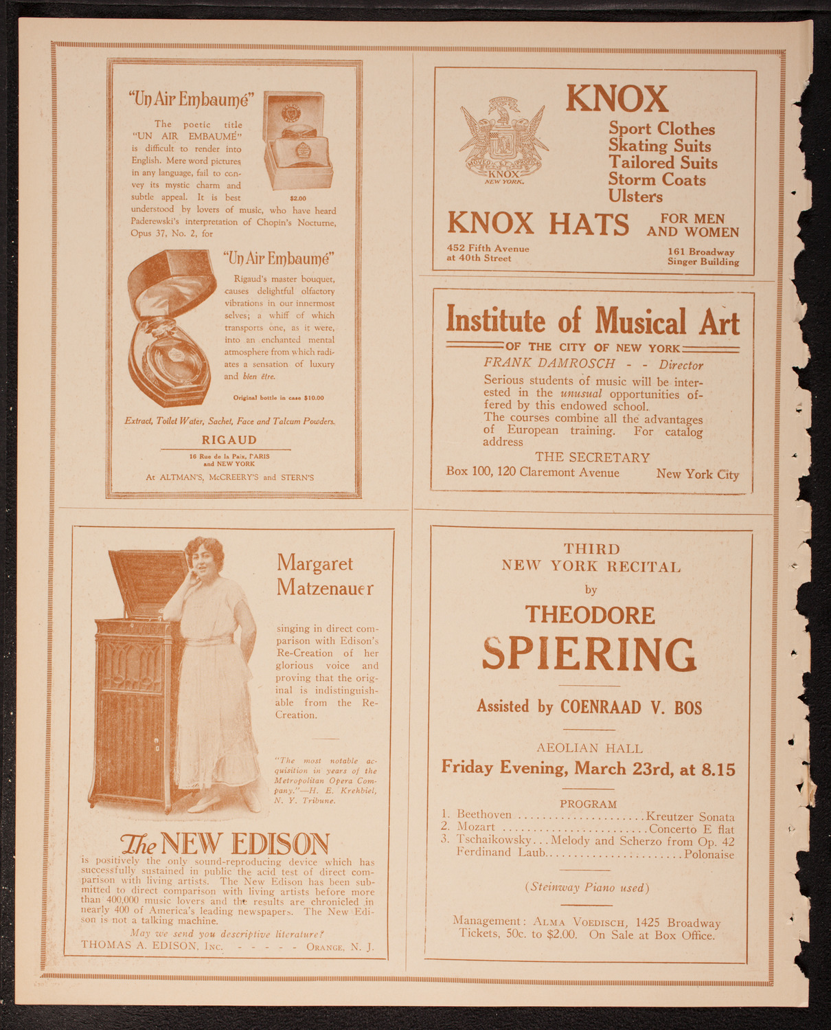 Musical Art Society of New York, March 20, 1917, program page 2