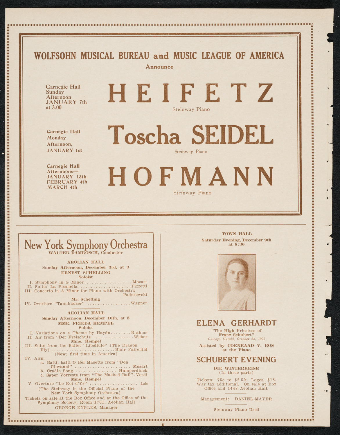 Frieda Hempel, Soprano, November 28, 1922, program page 8