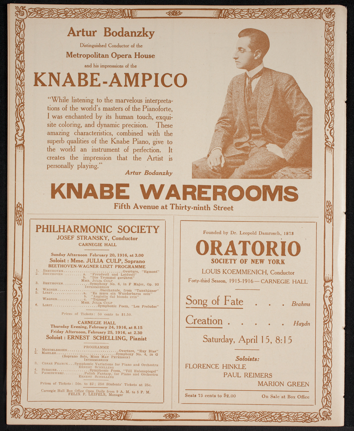 New York Philharmonic, February 11, 1916, program page 12