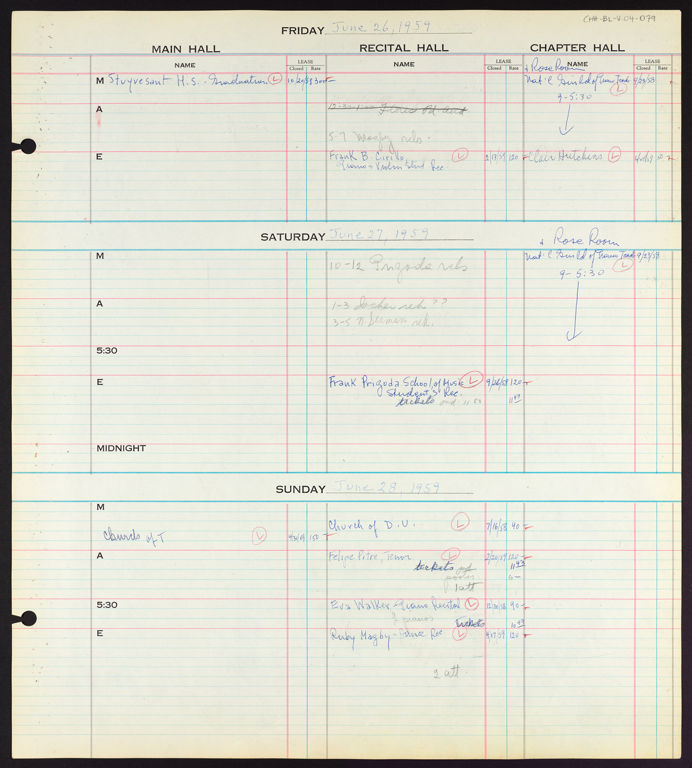 Carnegie Hall Booking Ledger, volume 4, page 79