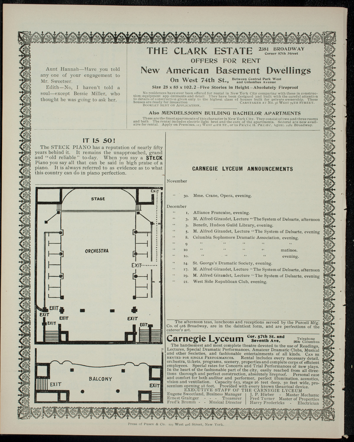 Mme. Jeanne Franko, November 29, 1904, program page 4