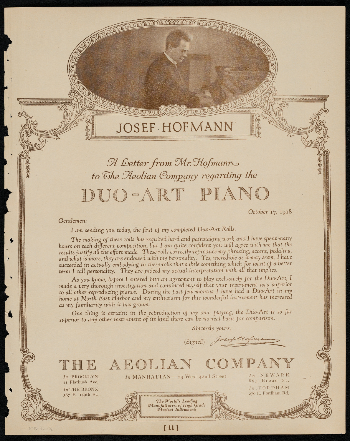 Frieda Hempel, Soprano, January 13, 1922, program page 11