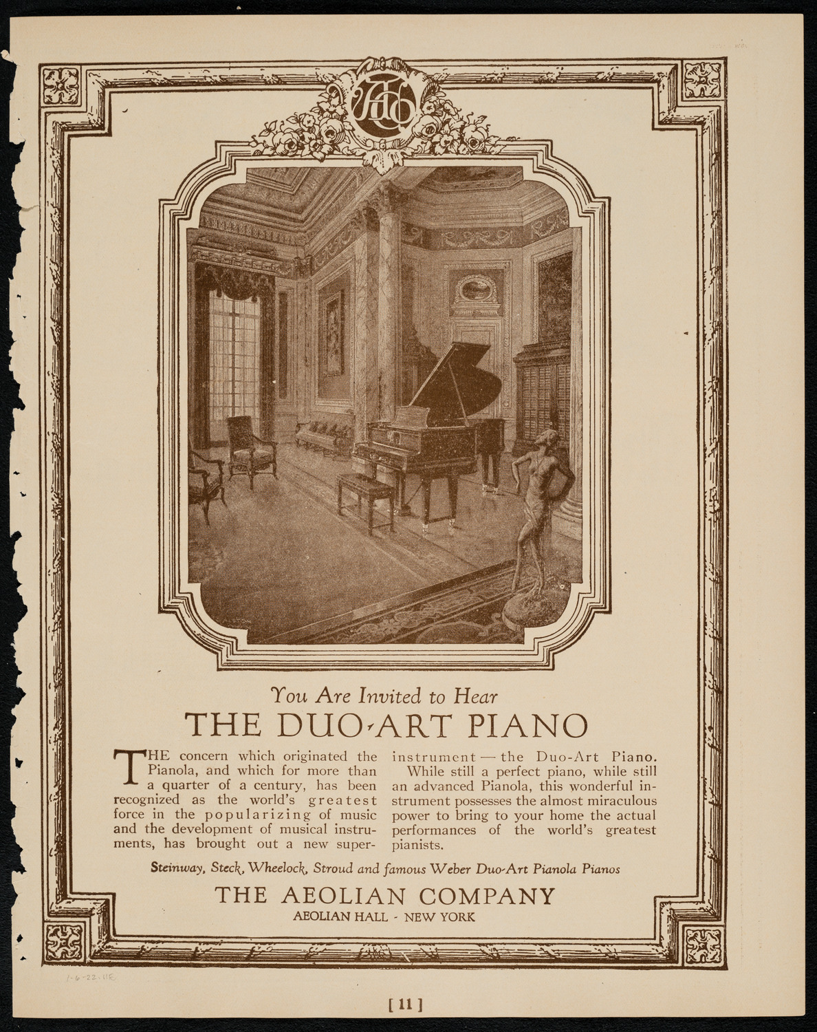 New York Symphony Orchestra, January 6, 1922, program page 11