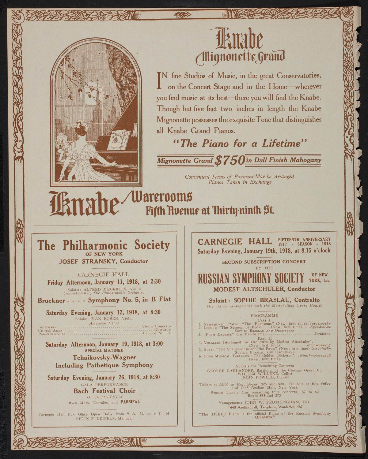 New York Philharmonic, January 6, 1918, program page 12