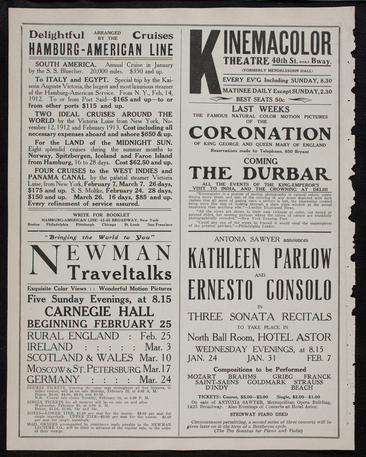 Burton Holmes Travelogue: South America, January 22, 1912, program page 10