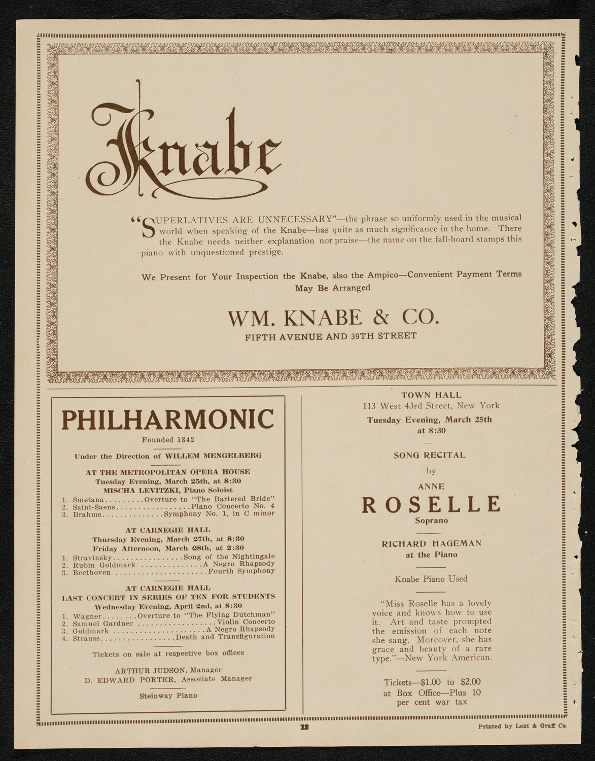 New York Philharmonic, March 23, 1924, program page 12