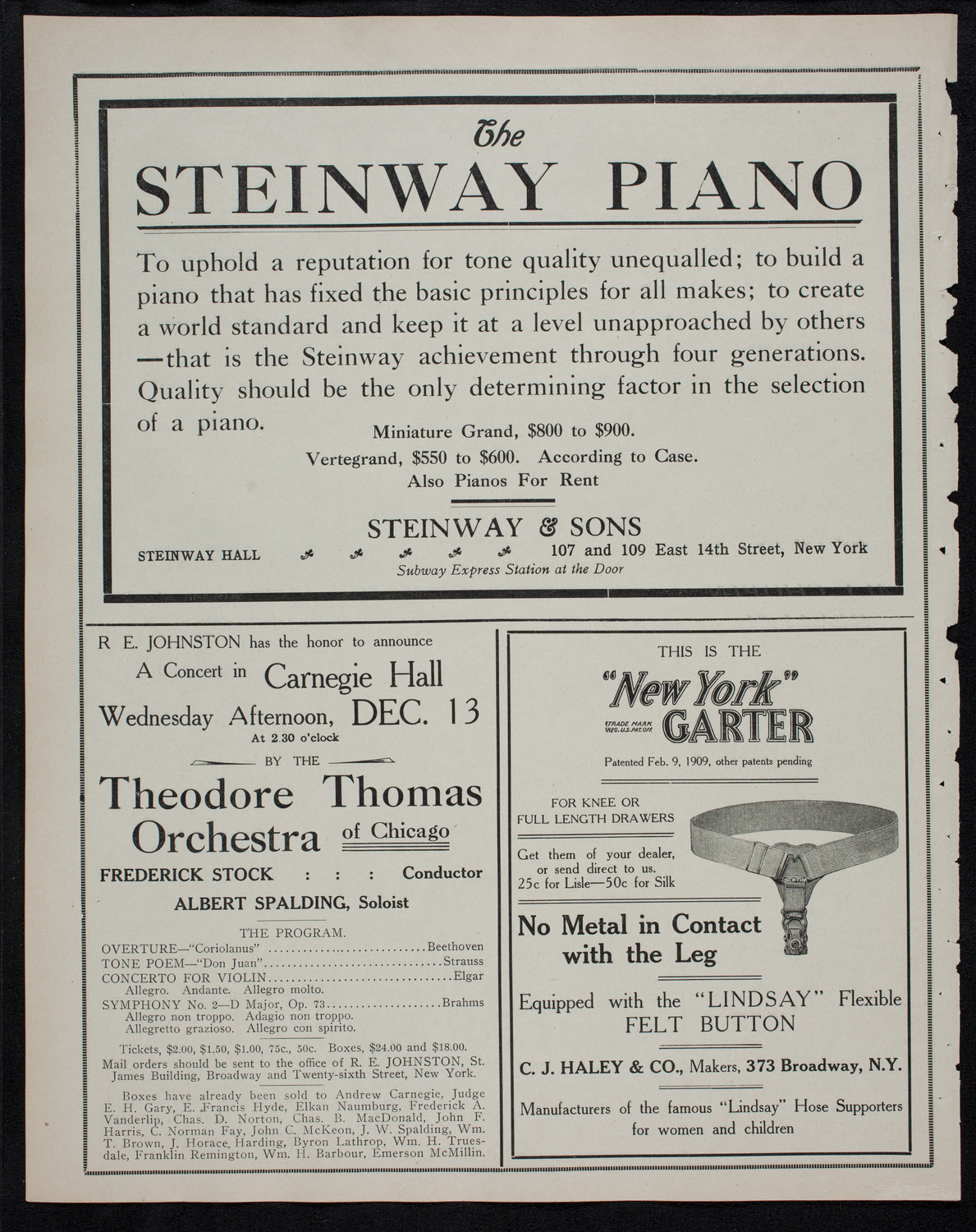 New York Philharmonic, November 16, 1911, program page 4