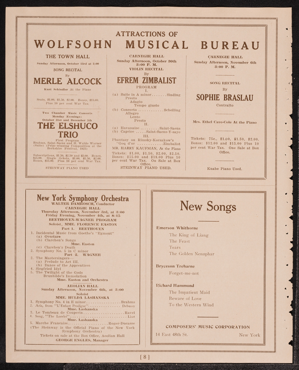 Alexander Akimoff, Bass, October 20, 1921, program page 8