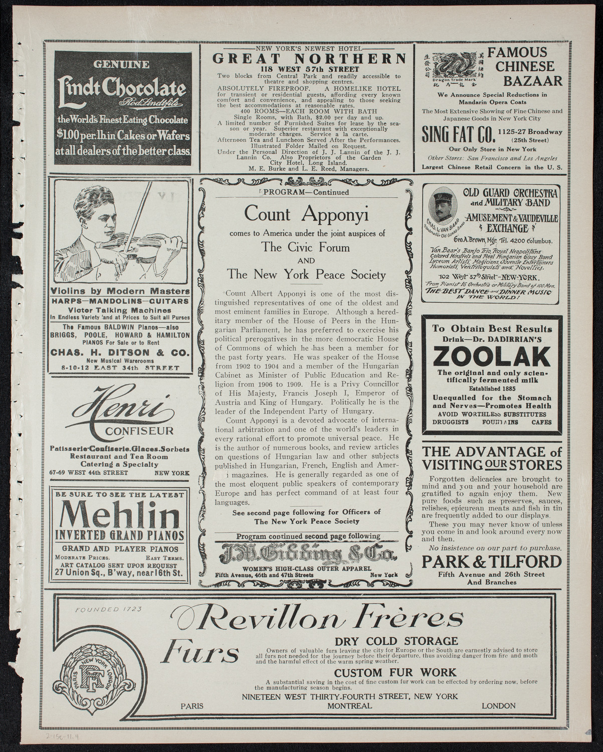The Civic Forum, February 15, 1911, program page 7
