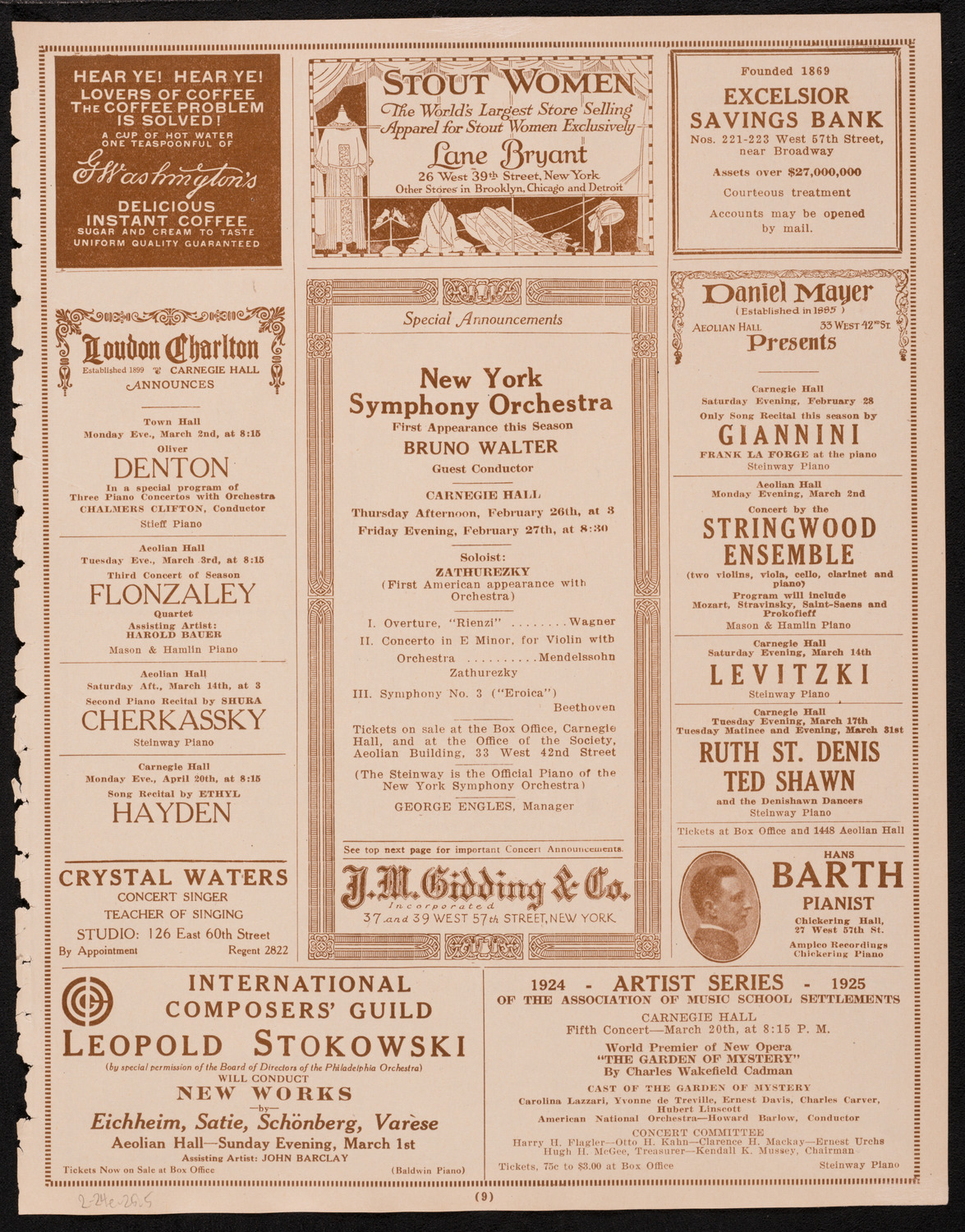 Schola Cantorum of New York, February 24, 1925, program page 9