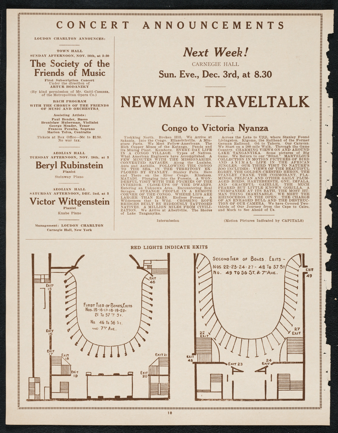 Newman Traveltalks: Victoria Falls, November 26, 1922, program page 10