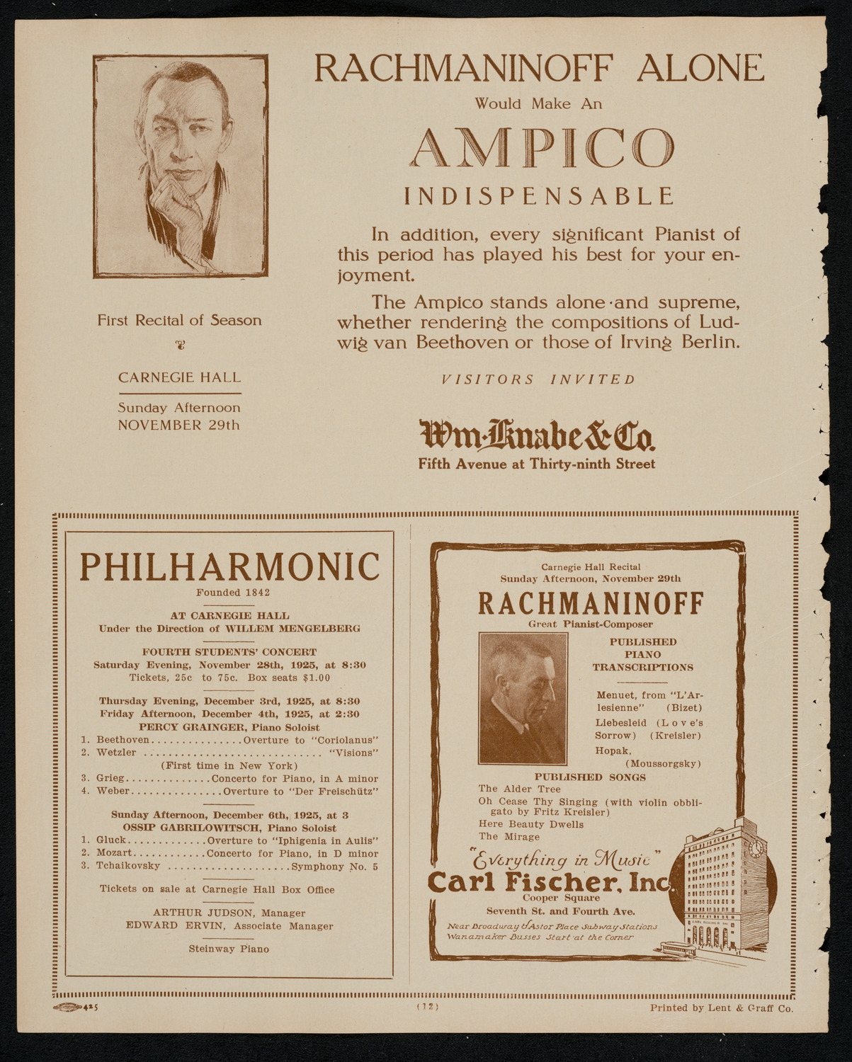 Boston Symphony Orchestra, November 28, 1925, program page 12