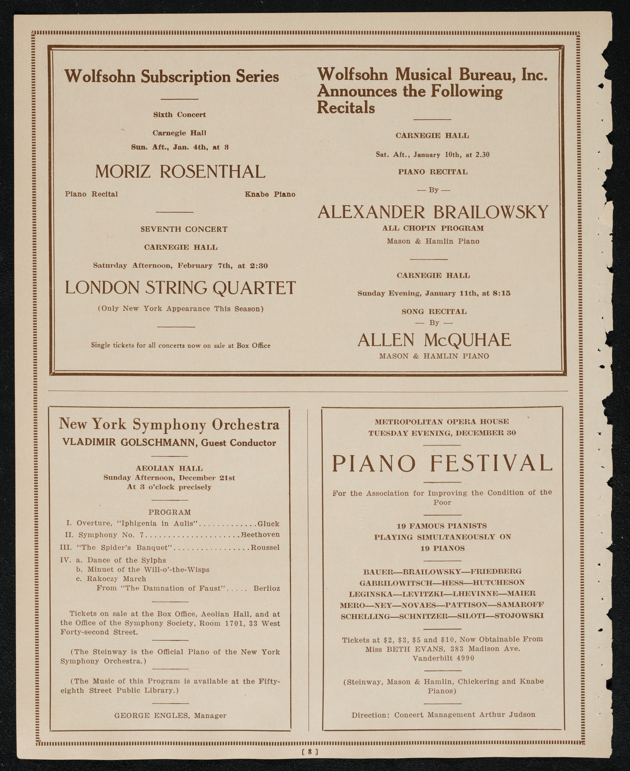 New York Philharmonic, December 18, 1924, program page 8