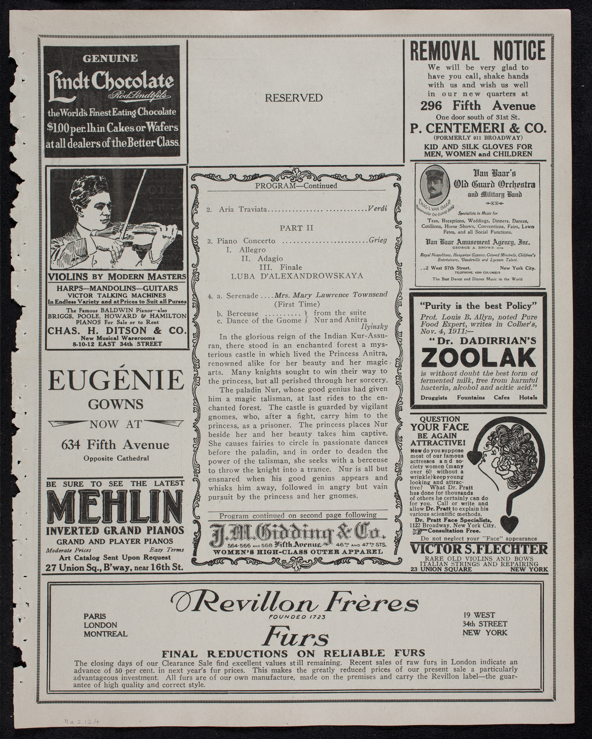 Russian Symphony Society of New York, February 11, 1912, program page 7