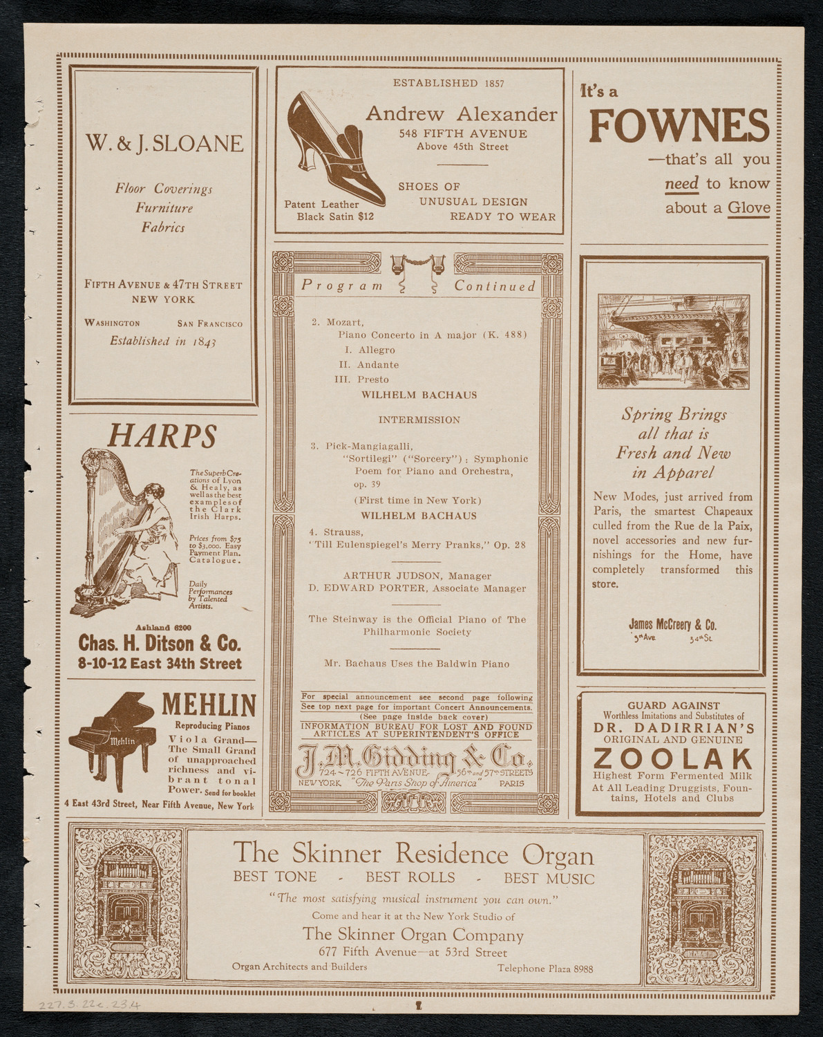 New York Philharmonic, March 22, 1923, program page 7