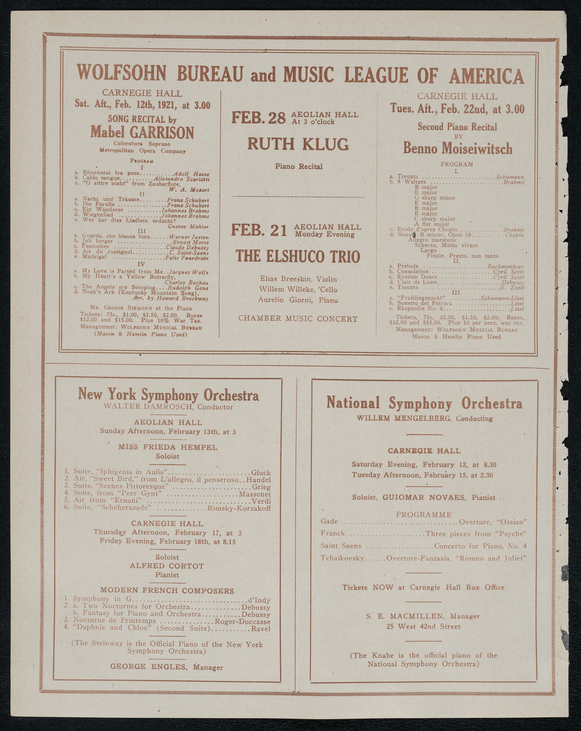 New York Symphony Orchestra, February 11, 1921, program page 8