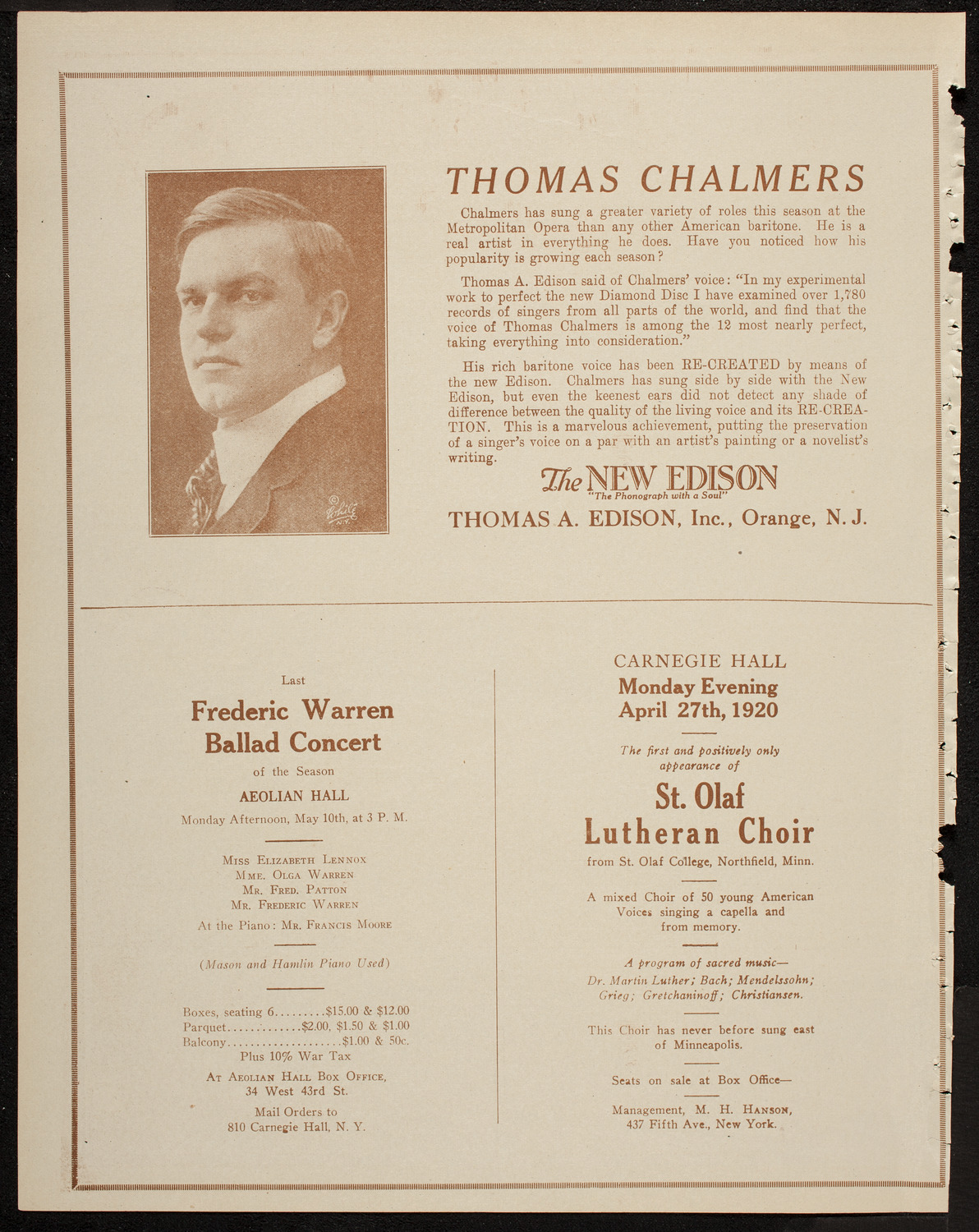 Benefit: Hebrew Veterans Memorial, April 24, 1920, program page 2