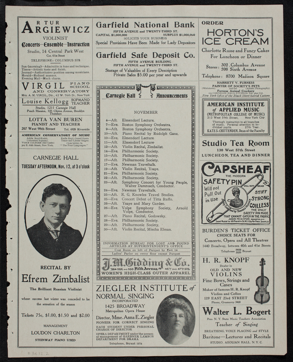 Elmendorf Lecture: The Pacific Coast, November 3, 1912, program page 3