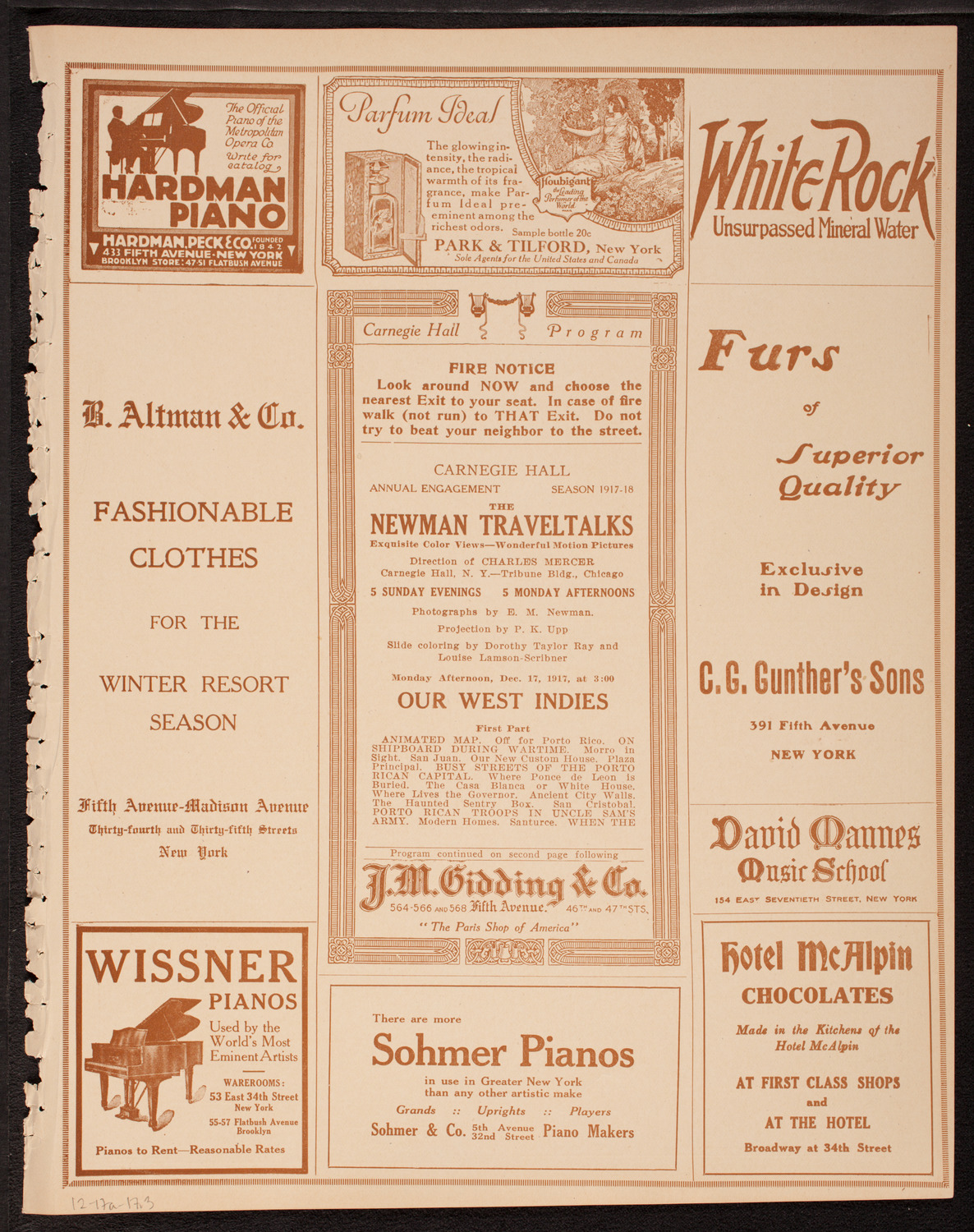 Newman Traveltalks: Our West Indies, December 17, 1917, program page 5