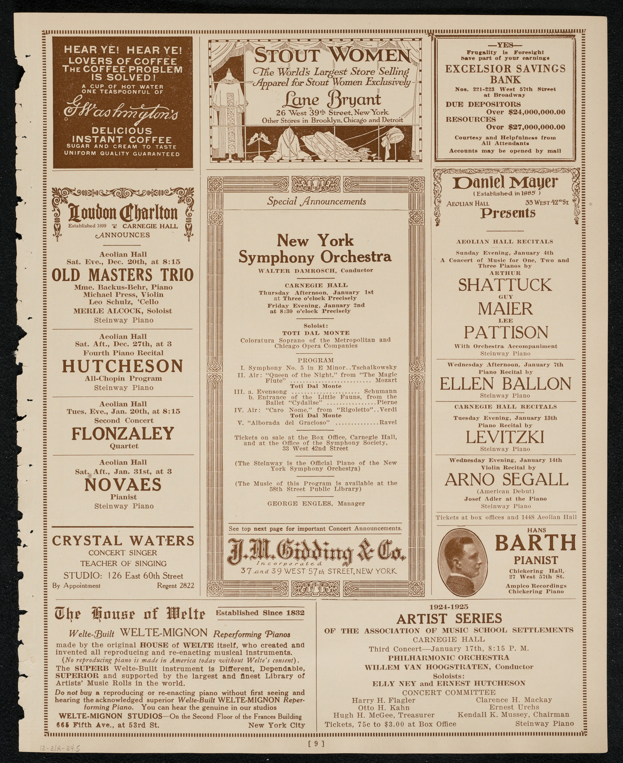 State Symphony Orchestra of New York, December 21, 1924, program page 9