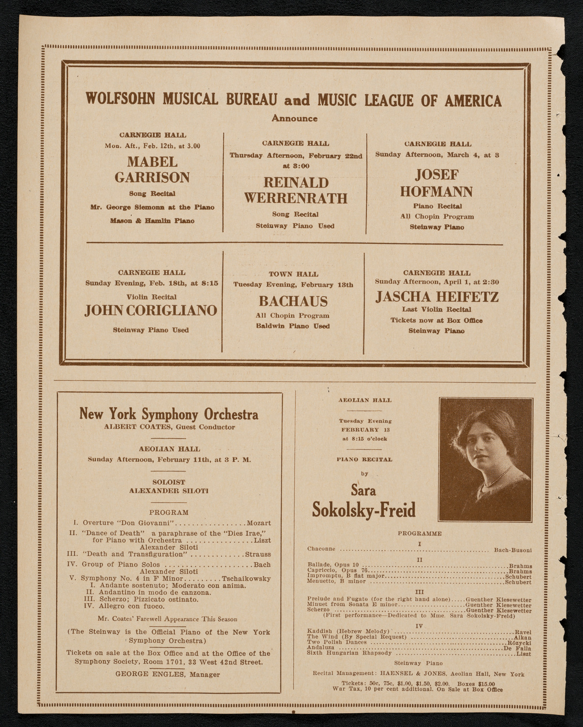 New York Symphony Orchestra, February 9, 1923, program page 8