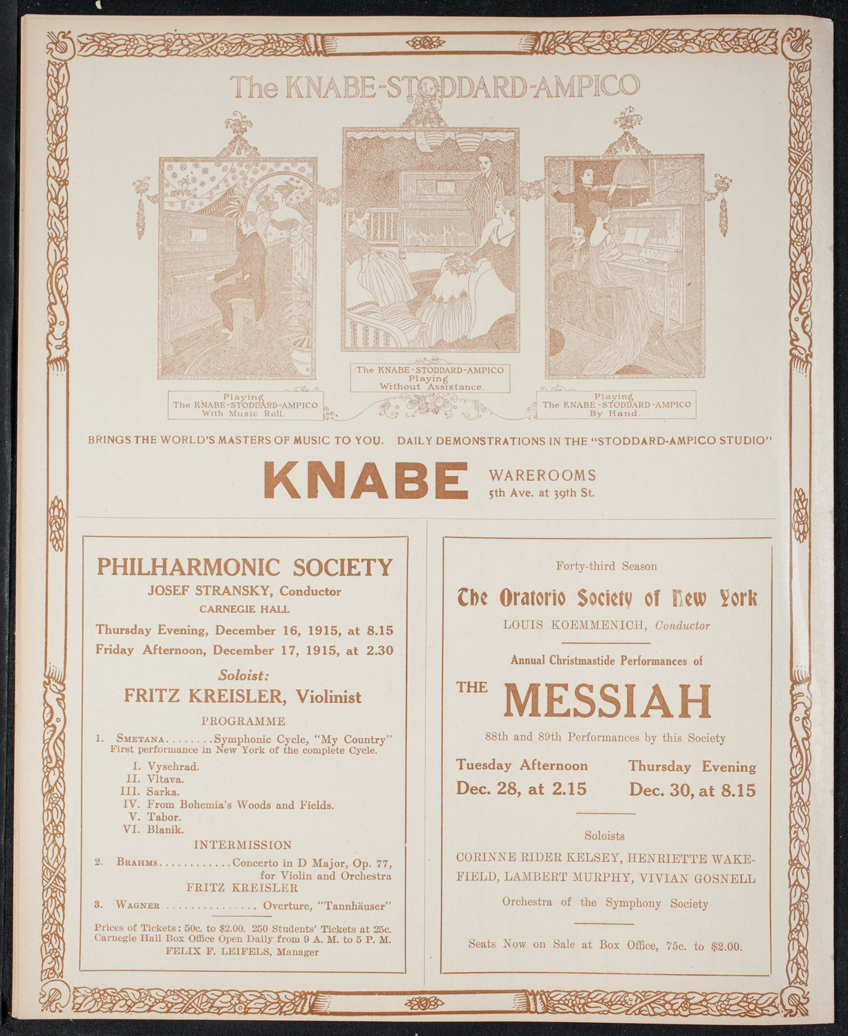 Fritz Kreisler, Violin, December 12, 1915, program page 12