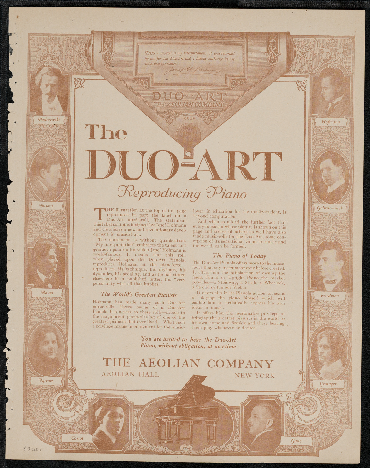 New York Philharmonic, March 3, 1921, program page 11