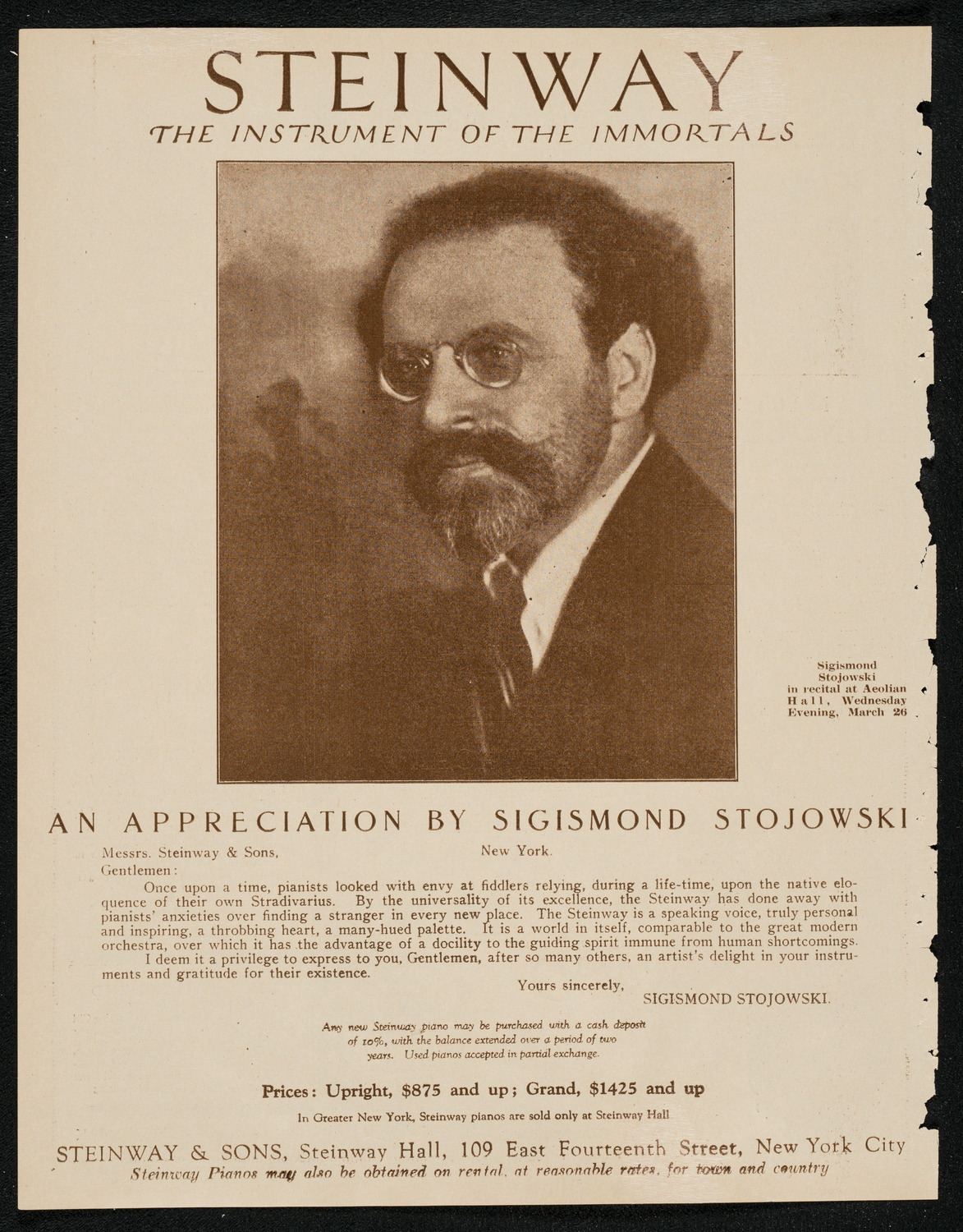 Michel Hoffman, Violin, March 14, 1924, program page 4