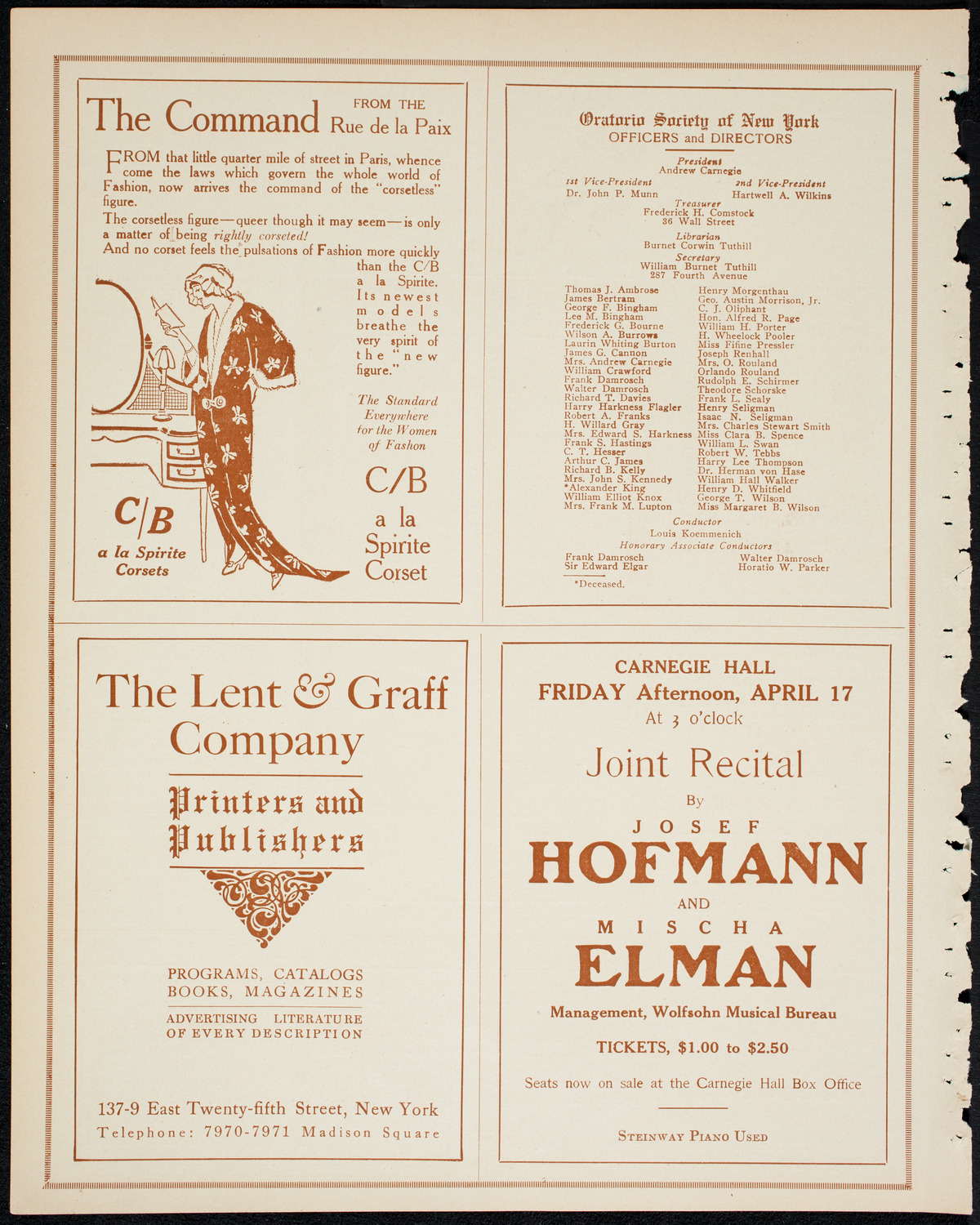 Columbia University Chorus, April 15, 1914, program page 8