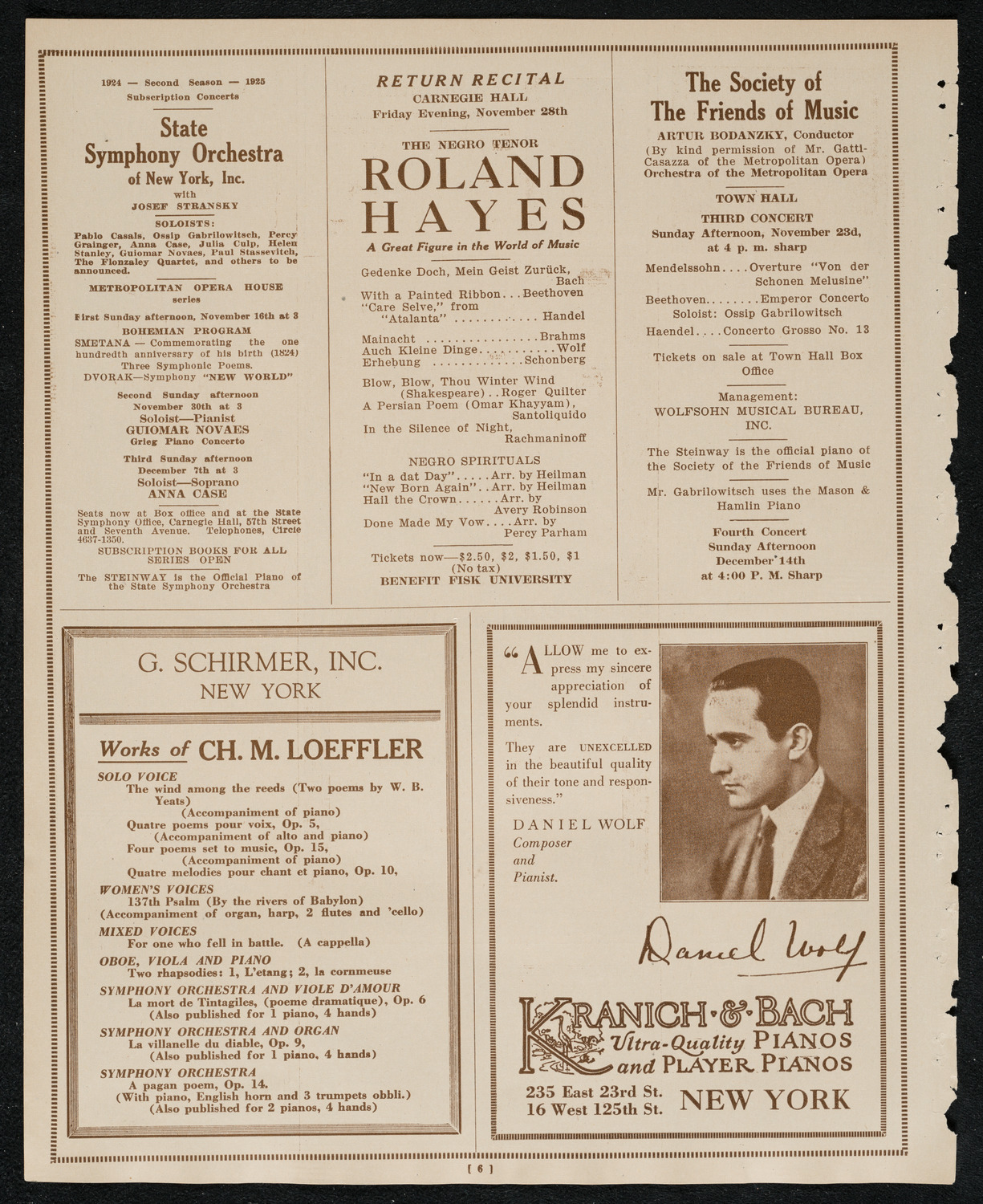 Philadelphia Orchestra, November 18, 1924, program page 6