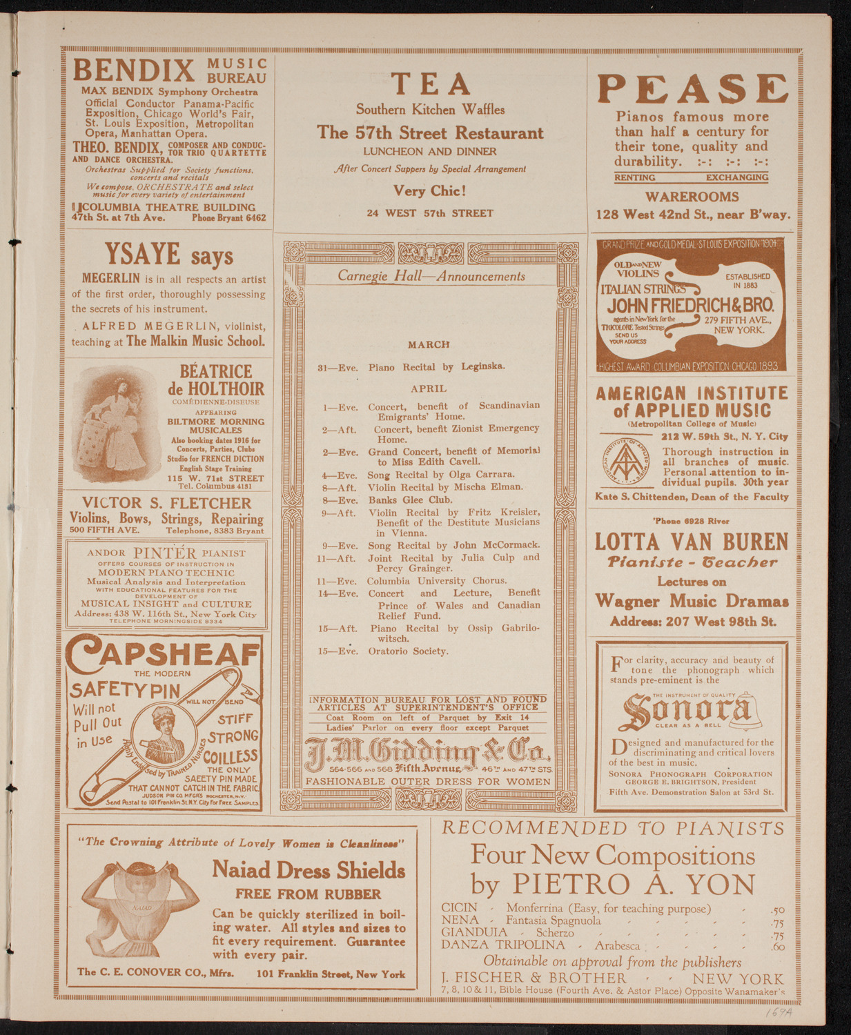 Benefit: Musicians' Foundation, Inc., March 29, 1916, program page 3