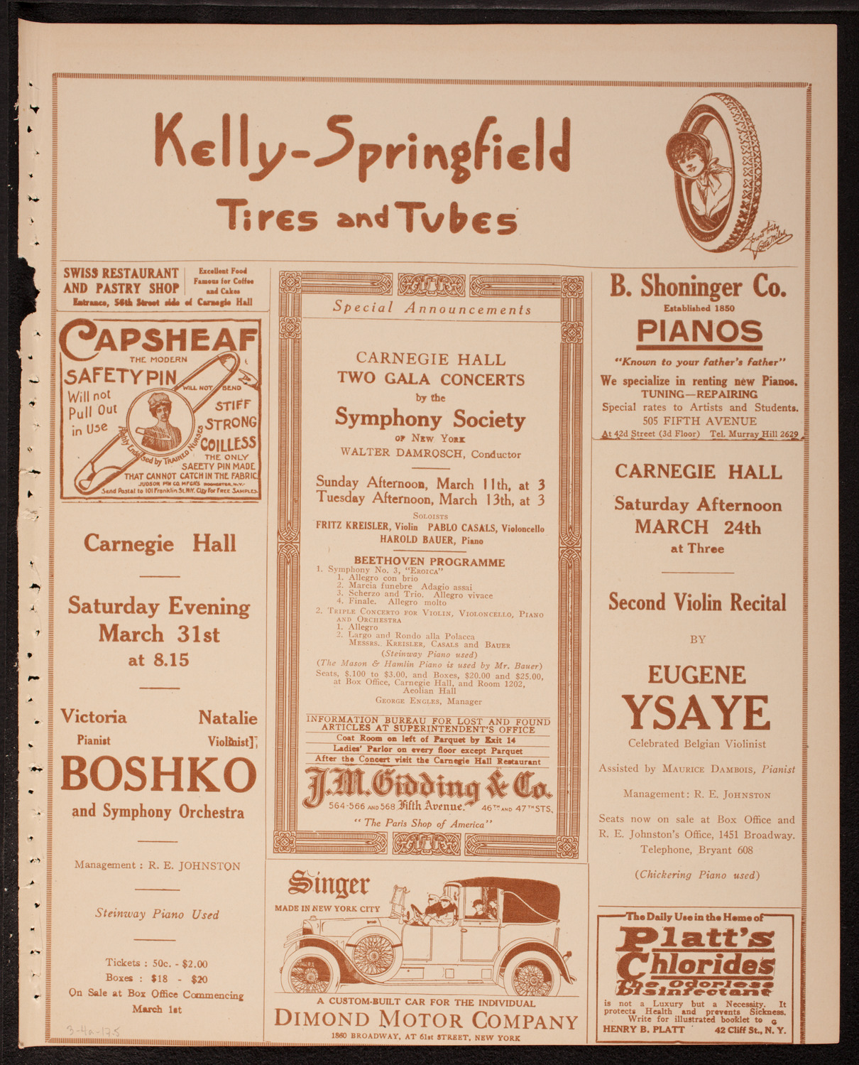 New York Philharmonic, March 4, 1917, program page 9