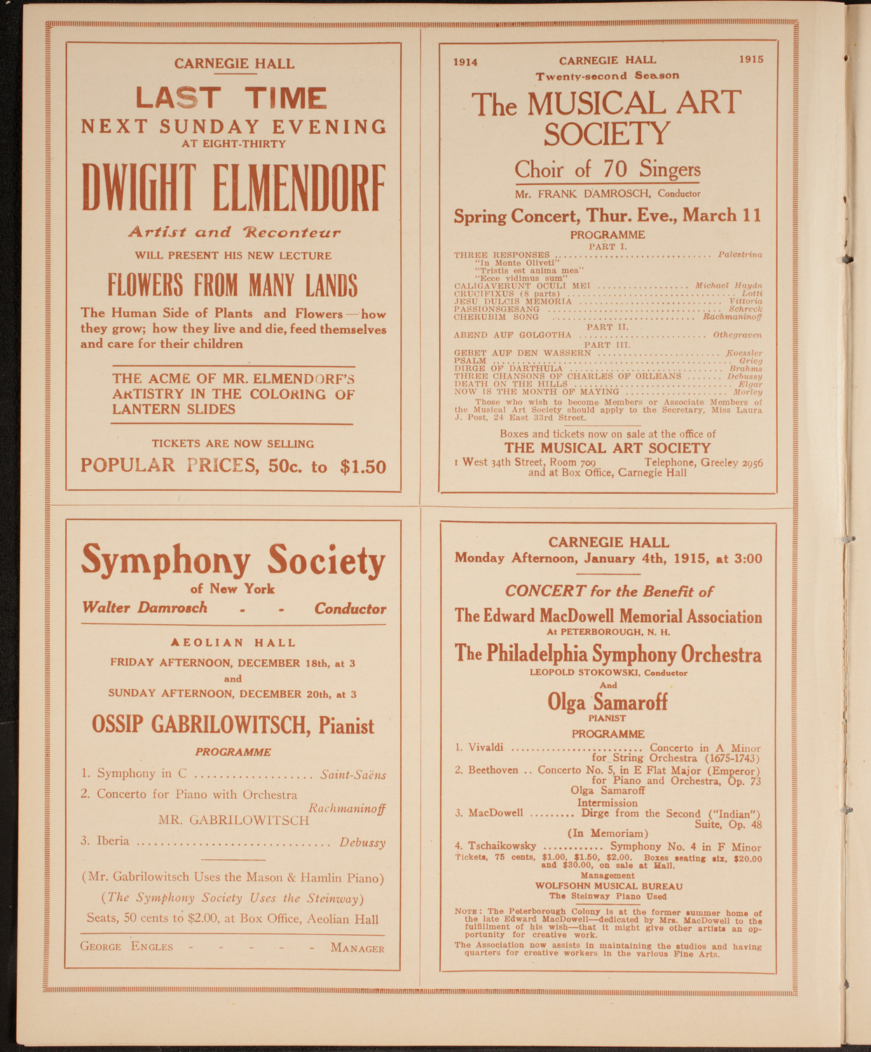 Musical Art Society of New York, December 15, 1914, program page 8