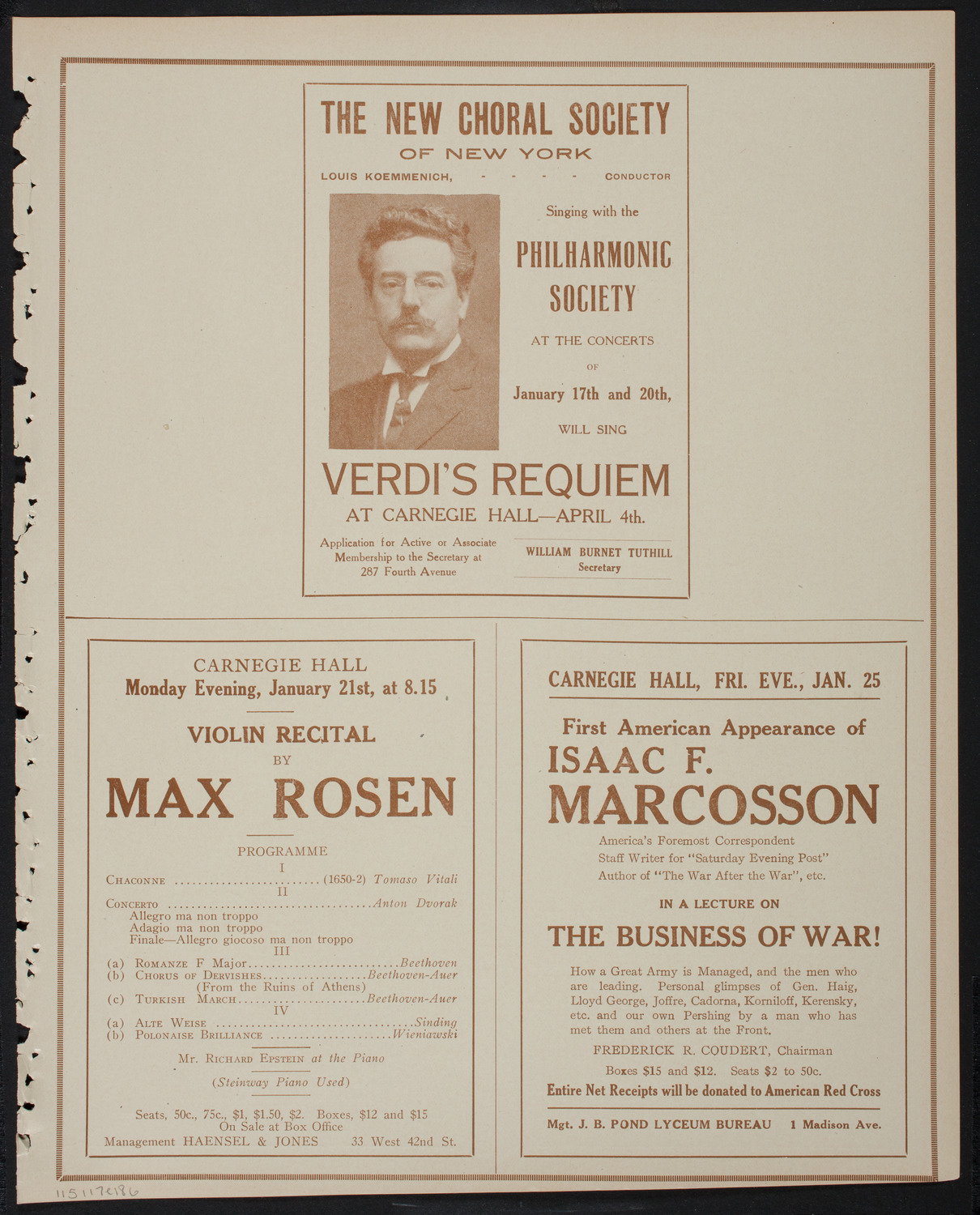 New York Philharmonic: Beethoven-Brahms Festival, January 17, 1918, program page 11