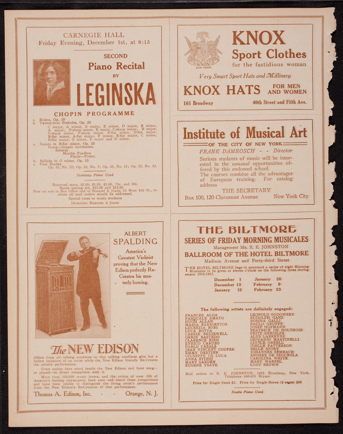 New York Symphony Orchestra, November 23, 1916, program page 2