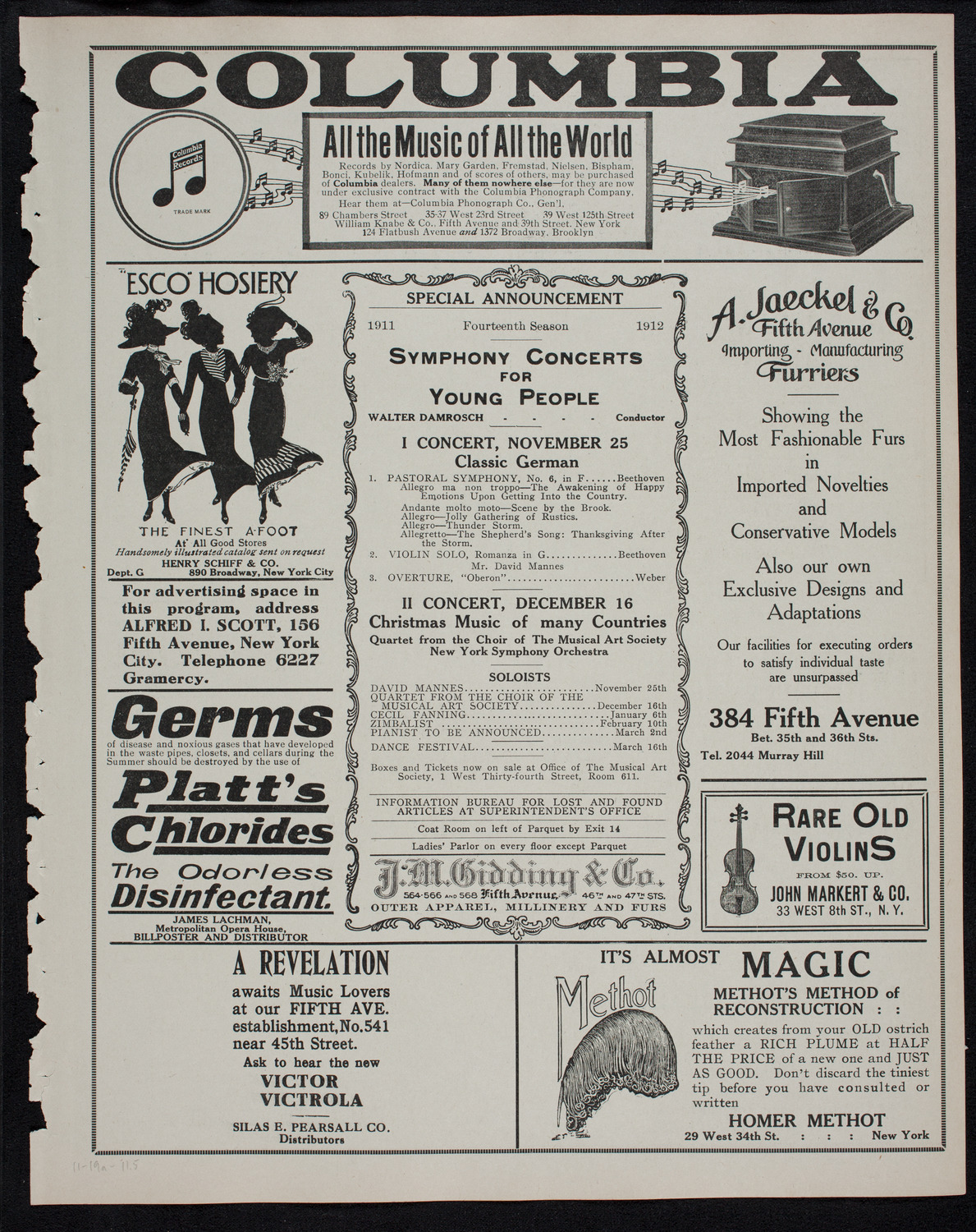 Russian Symphony Society of New York, November 19, 1911, program page 9