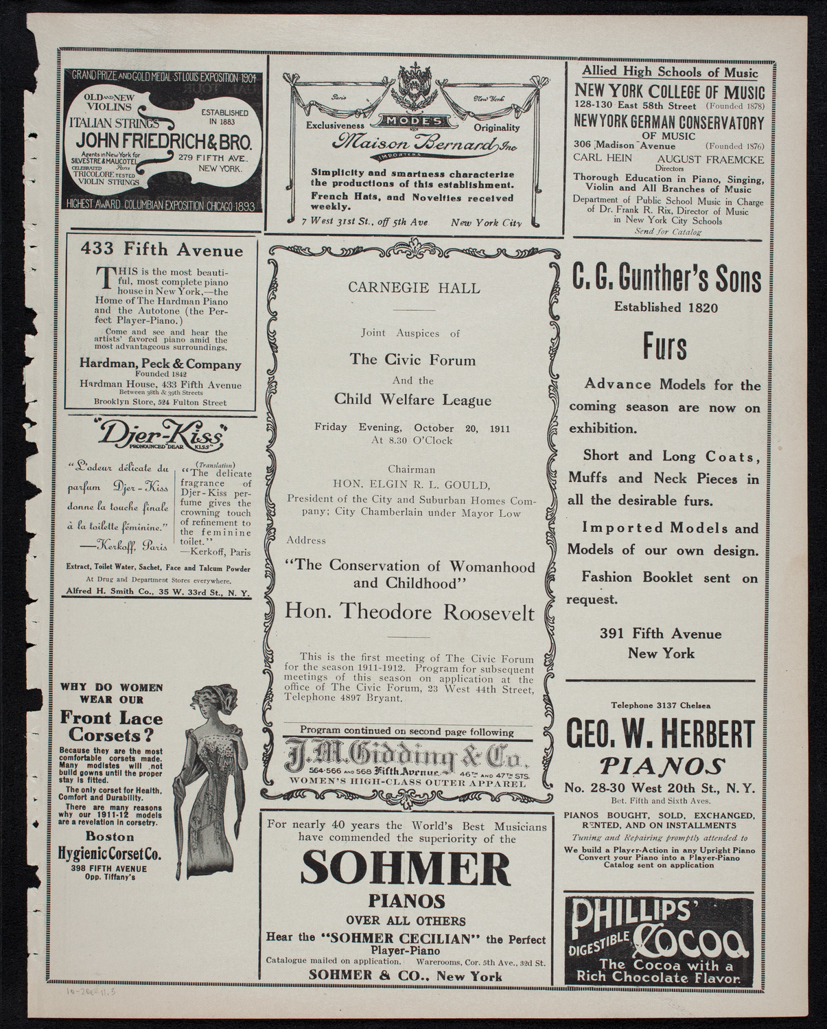 The Civic Forum, October 20, 1911, program page 5