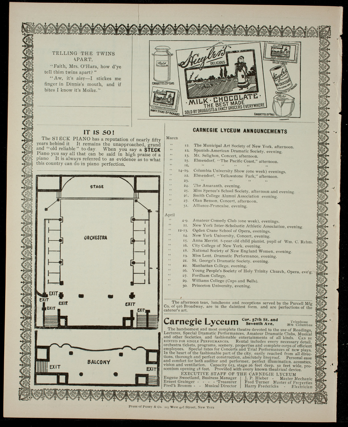 Academy Stock Company of the American Academy of Dramatic Arts/Empire Theatre Dramatic School, March 11, 1904, program page 4