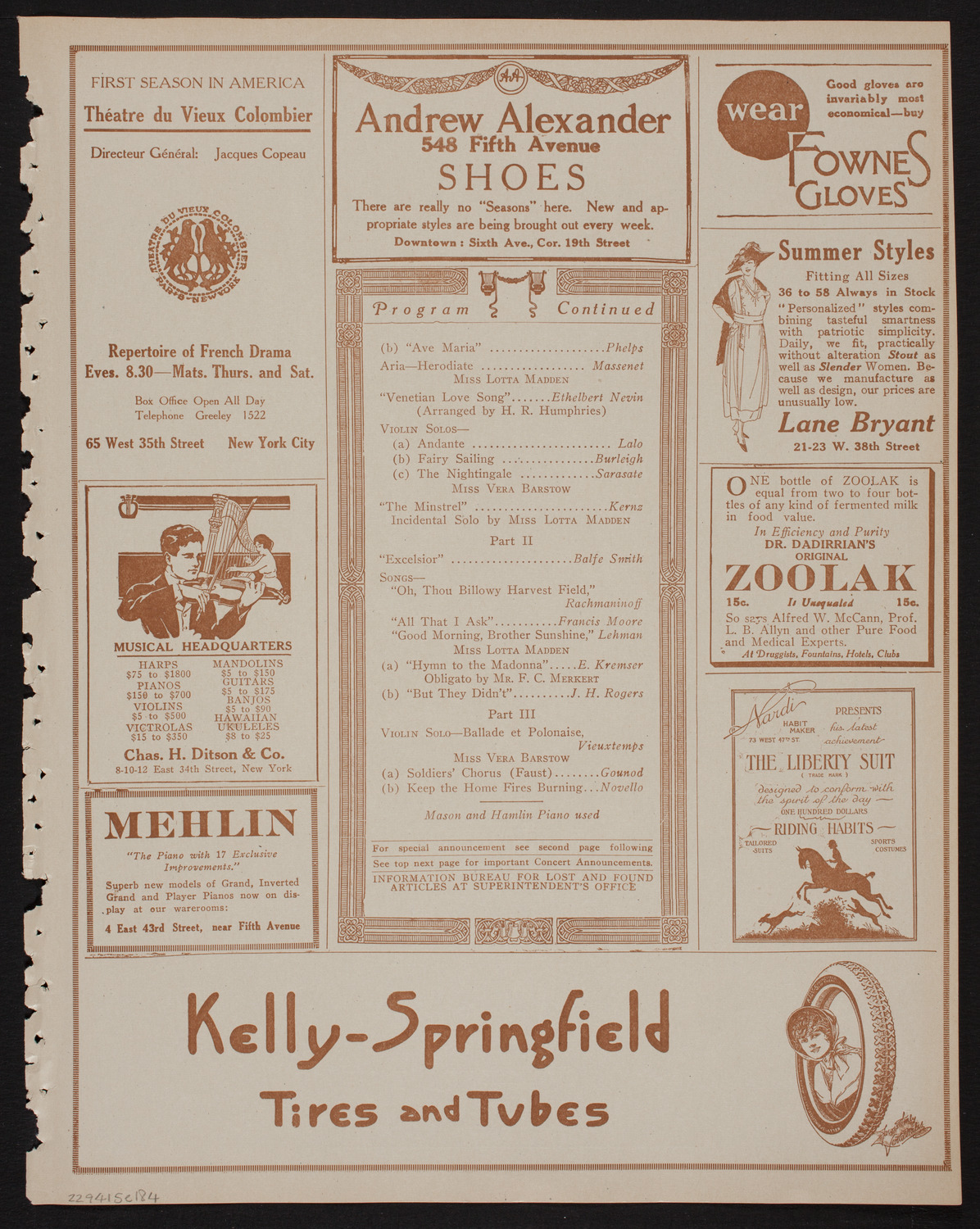 New York Banks' Glee Club, April 15, 1918, program page 7