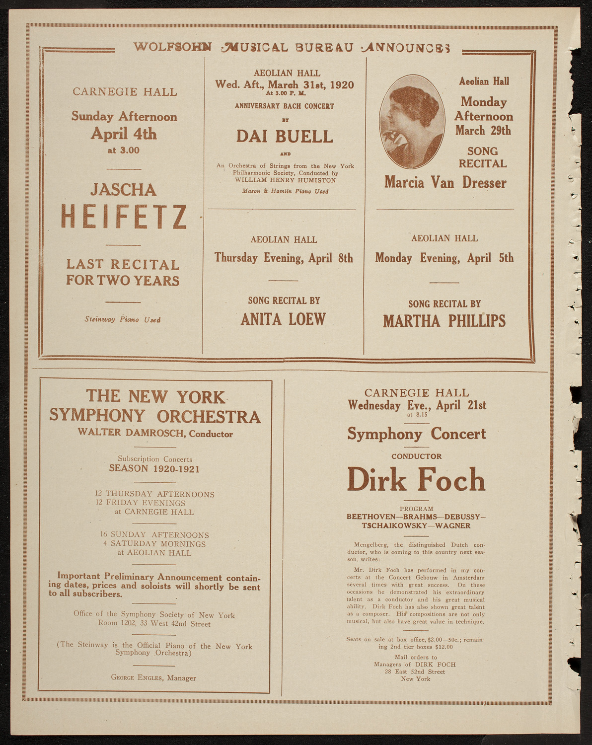 New York Philharmonic, March 25, 1920, program page 8
