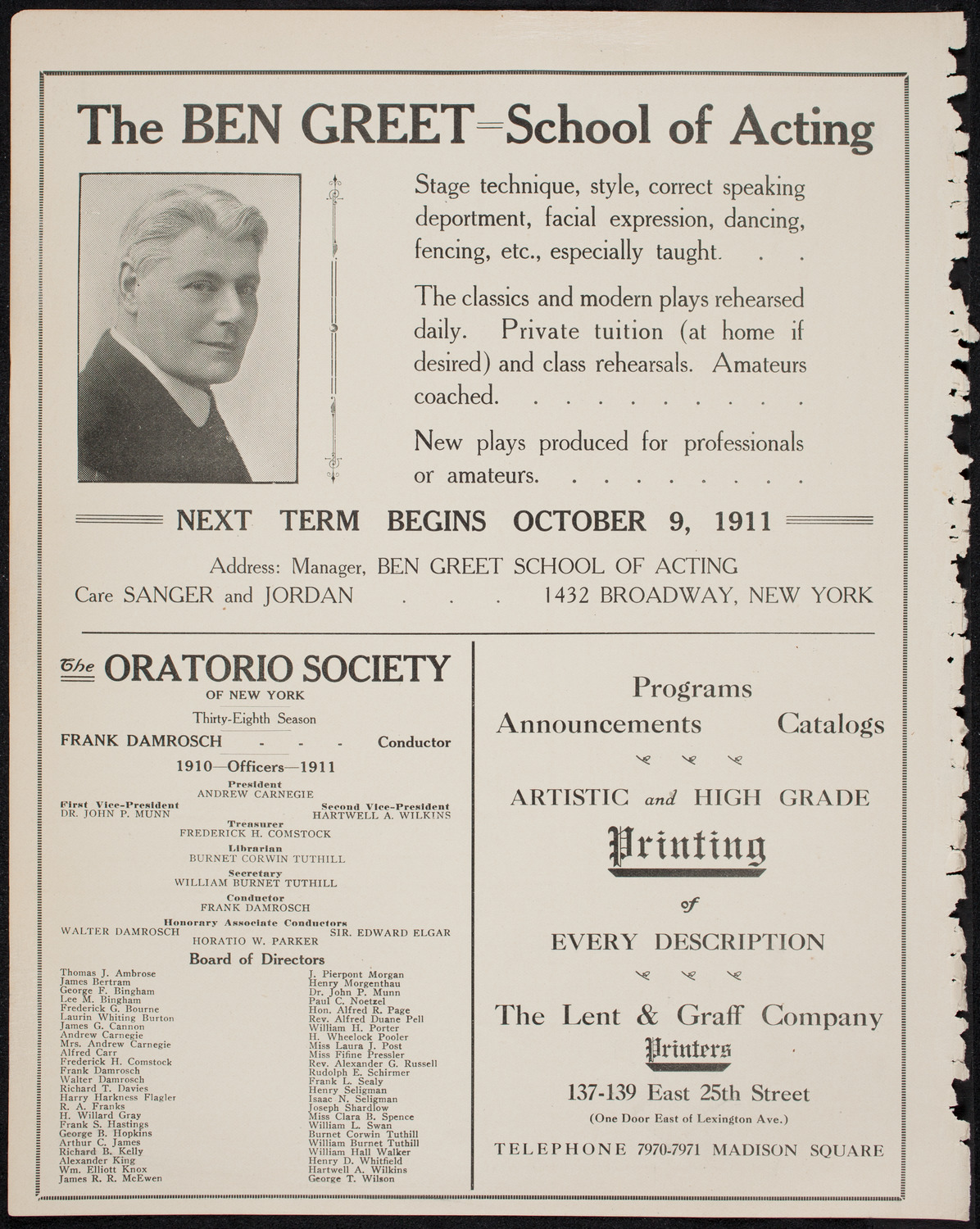 Graduation: New York Law School, June 15, 1911, program page 10